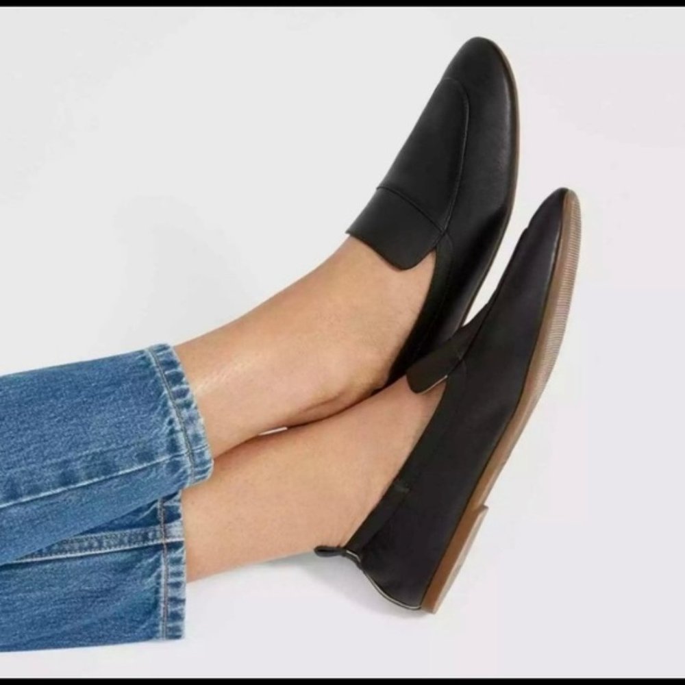 Everlane The Day Black Leather Stretch Flats 7.5
